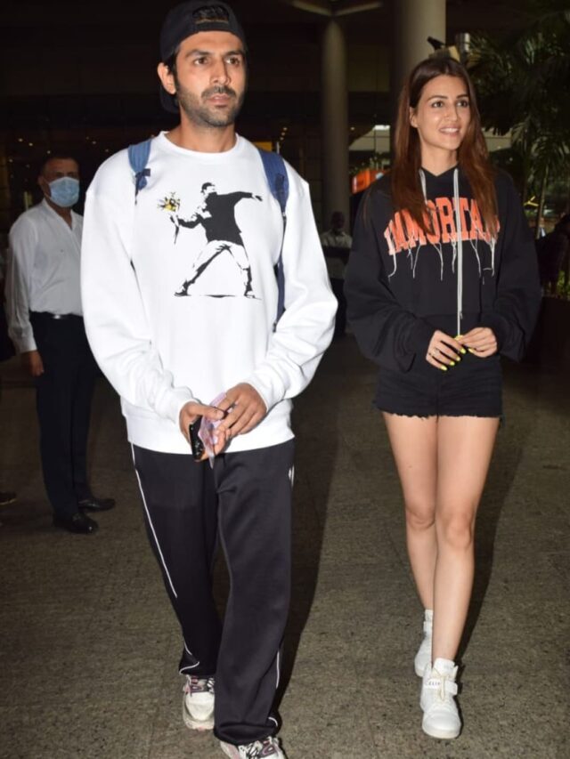 Kriti Senon and Kartik Aryan seen at Airport in Shehzada Style