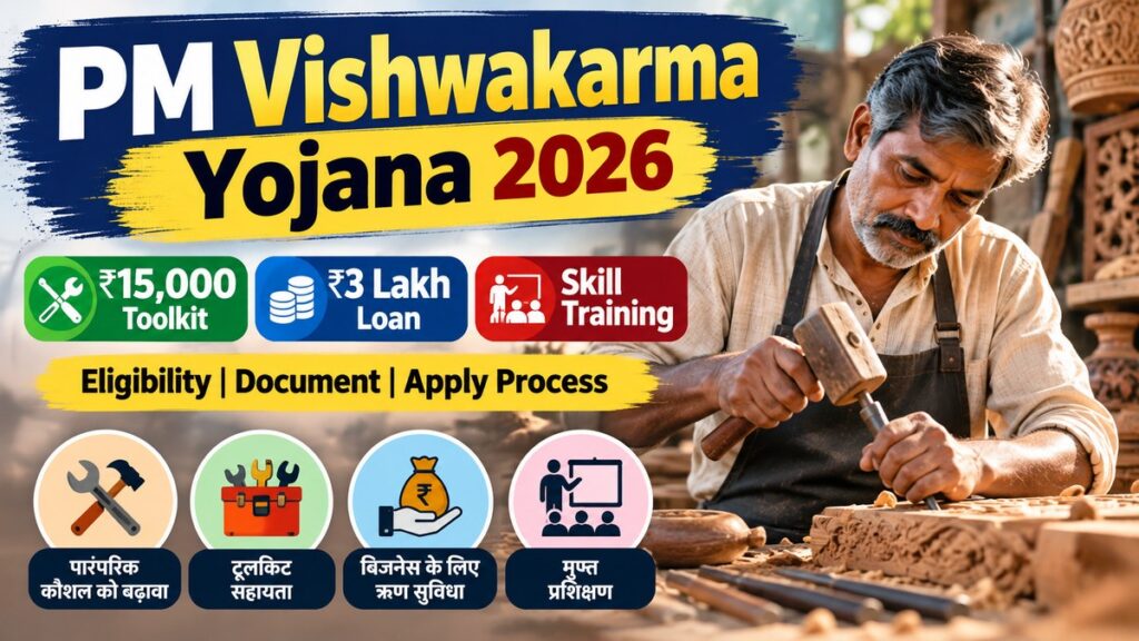 PM Vishwakarma Yojana 2026 ₹15000 toolkit ₹3 lakh loan eligibility apply process